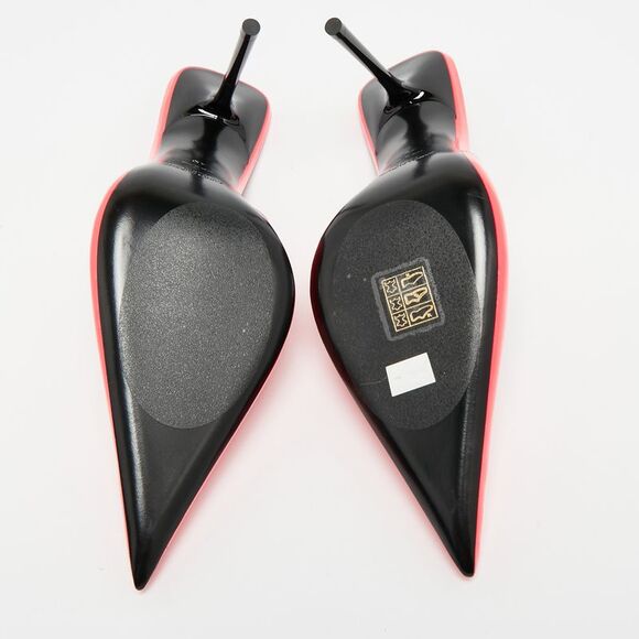 Saint Laurent Kiss Size 40 Neon Pink Patent Leather Slingback Pumps - Picture 6 of 7